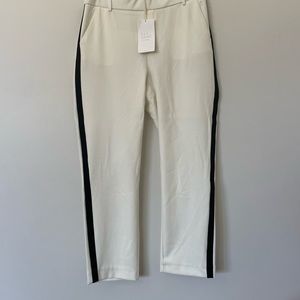 CREAM ZARA PANTS WITH BLACK STRIPE